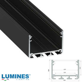 Черен алуминиев профил за външен монтаж Lumines Lighting ILEDO 10-0115-30
