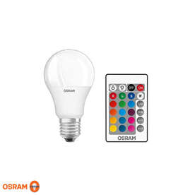 RGB LED крушкa Osram с дистанционнo управлениe, 220V, E27, 9W/60W, 220V, 2700K + RGB, 806lm, тип форма А60, 260°, степенно димиране