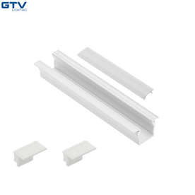 Бели алуминиеви профили за LED ленти GTV PA-GLAXMW-AL-10, 2 метра, бял мат, бял дифузер, за вграждане