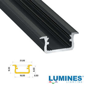 LED профил за вграждане 3 метра черен мат LUMINES B groove profile 10-0022-30