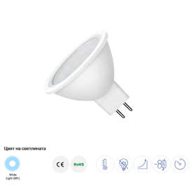 LED спот луничка MR11 3W 12VDC 210LM 38° 6000K Optonica 1066