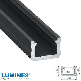 LED профил за външен монтаж 3 метра Lumines X 10-0082-30, алуминий, черен мат