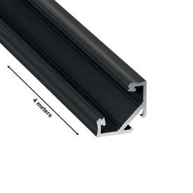 Ъглов алуминиев профил за LED ленти Lumines Lighting 10-0032-40, черен мат, дължина 4 метра