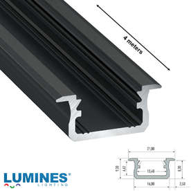 LED профил за вграждане 4 метра черен мат LUMINES B groove profile 10-0022-40