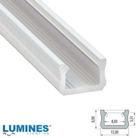 Алуминиев профил за LED ленти Lumines X 10-0081-20, 2 метра, бял