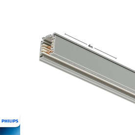 Трифазна шина за за интериорно осветление Philips, 4 метра, цвят натурален алуминий, за повърхностен монтаж