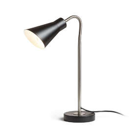 Настолна лампа Rendl Light Studio ANIKA R13906, метал, фасунга Е27, черен мат, чупещо се рамо, кабел с ключ