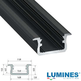 LED профил за вграждане 2 метра черен мат LUMINES B groove profile 10-0022-20