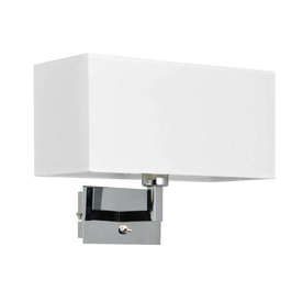 Аплик ACA Lighting Titchiano V29232WWC 220V IP20 метал и текстил, хром/бял, фасунга 1xЕ27, интегриран ключ