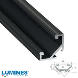 Ъглов алуминиев профил за LED ленти Lumines Lighting 10-0032-30, 3 метра, черен мат