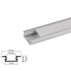 Алуминиеви профили за вграждане за LED ленти Ultralux APN301, 3 метра, мат дифузер