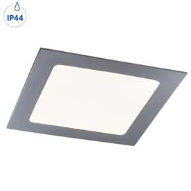 LED панел за вграждане 220V, 12W, 800lm, 4000K, 120°, IP44, хром, квадратно тяло