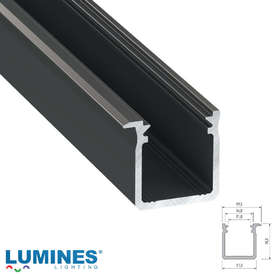 Алуминиев профил за LED лента за вграждане Lumines J Groove 10-0000-95 черен мат 3 метра