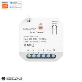 Безжичен SMART TRIAC ДИМЕР Ebelong ERC2203 200-240V 1.5A 150W LED RF 433Mhz on/off един канал