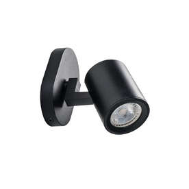 Осветително тяло за таван или стена единичен спот, фасунги 1xGU10, алуминиево, цвят черен, заменяем светлоизточник