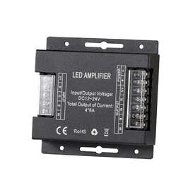 Усилватели UltraLux RGBWAMP32A за RGB лед ленти 768/384W, 12/24VDC, 4x8A, IP20, метал