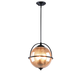 Винтидж пендел ACA Lighting Atlas EG166313PA 220V фасунг 3x14 IP20 метално тяло, цвят бял черен, стъклен абажур в цвят кехлибар с точки