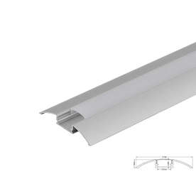 Преходен алуминиев профил за LED лента 2 метра Ultralux APK209, за открит монтаж, в комплект с бял дифузер, две скоби и две крайни тапи