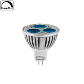 Димируеми LED лунички L12MR163BD UltraLux 12VAC/DC 3W синя светлина GU5.3, 60°