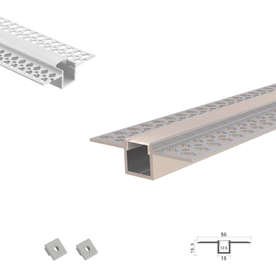 Алуминиеви профили за LED ленти 2 метра, прав, за монтаж в гипсокартон и плоскости, не анодизиран