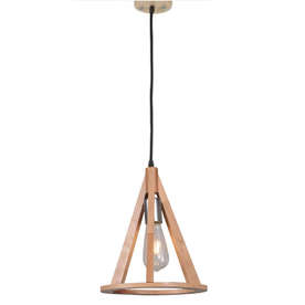 Модерна висяща дървена лампа за таван Zambelis 17059 с черен кабел