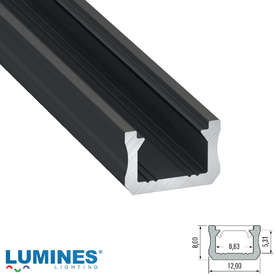 LED профил за външен монтаж 2м Lumines X 10-0082-20, алуминий, черен мат
