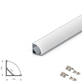 Ъглов алуминиев профил за LED ленти с дифузер, 2 метра