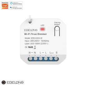 Безжичен WIFI SMART TRIAC ДИМЕР Ebelong ERC2203-W 200-240V 1.5A 150W LED RF 433Mhz on/off+dimmer един канал