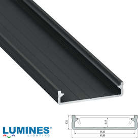 Широк алуминиев профил за външен монтаж Lumines Solis 10-0142-30, анодизиран черен