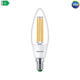 LED крушка Philips E14, 2.3W, 485lm, 3000K, CRI80, 300°, стъклен балон, ултра ефективна 210lm/W, гаранция 5 години