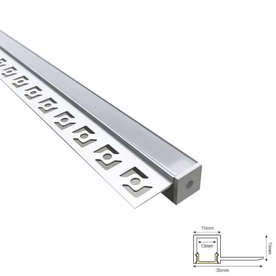 Led профил за вграждане в гипсокартон Aca Lighting P135A, 2 метра, краен, завършващ, за LED ленти с широчина до 12мм