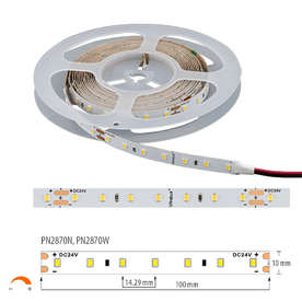 Професионална LED лента 7.2W/m 2700K 24VDC 70LED/m SMD2835 Ultralux PN2870W