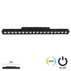 Линеен магнитен LED прожектор 20W 4000K антирефлексен черен Viokef 4244413S