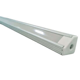 Ъглов алуминиев профил за LED ленти, широк, 1 метър, матиран разсейвател, за открит монтаж