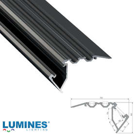 Стълбищен алуминиев профил за LED ленти Lumines Scala black, 2 метра 