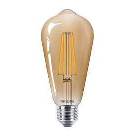 Декоративна винтидж LED крушка Philips E27 5.5W=48W 600Lm 2500K GOLD