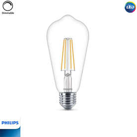 Филамент лед лампи Philips 220V, E27, 7.2 W, топла светлина 2700К, 806lm, димируеми