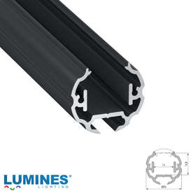 Кръгъл алуминиев профил 3 метра Lumines Cosmo 10-0172-30, анодизиран черен