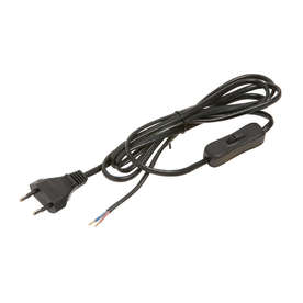 Захранващ кабел BER-08-012-012-2, 220V, 2x0.75mm2, с ключ и щепсел, 3 метра