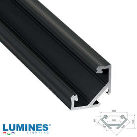 Ъглов алуминиев профил за LED ленти Lumines Lighting 10-0032-20, 2 метра, черен мат
