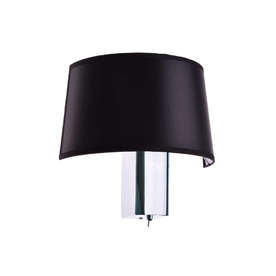 Аплик ACA Lighting Botticelli OD5611B 220V IP20 метал и текстил, хром/черен, фасунга 1xЕ27, интегриран ключ