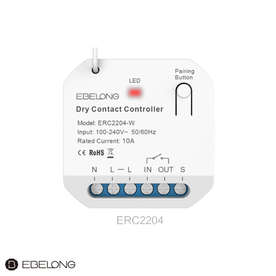 Безжичен контролер със сух контакт Ebelong ERC2204 RF 433MHz 100-240V 10A