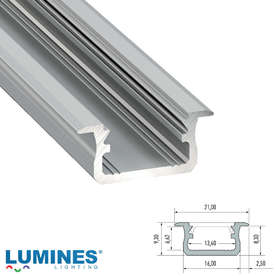 Алуминиев профил за вграждане 2 метра, анодизиран алуминий/сребрист LUMINES B groove profile 10-0024-20