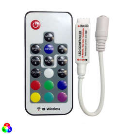 LED контролер за RGB лед ленти, 17 бутона, 12VDC, 144W, RF