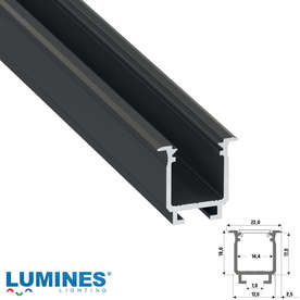 Черен алуминиев профил за LED лента 3 метра Lumines Lighting 10-0702-30