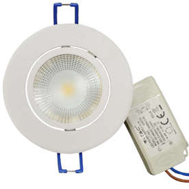LED луни за вграждане 5W, 220V, IP21, 350lm, 3000K топла светлина, бяла