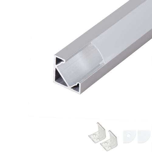Алуминиев профил за LED ленти Ultralux APN205, 2 метра, матиран дифузер, за външен монтаж