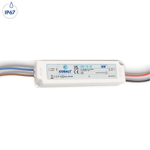 Трансформатор за LED лента 12VDC, 72W, 6A, IP67, Cobalt ZPV-75-12