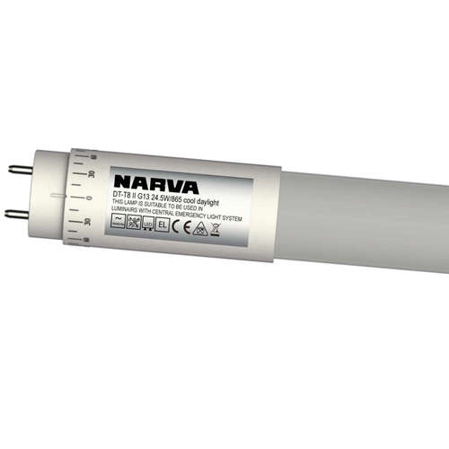 LED пури T8 NARVA 6500K, 220V, 24.5W, 3500lm, 160º, 150см, с ротация на цокъла