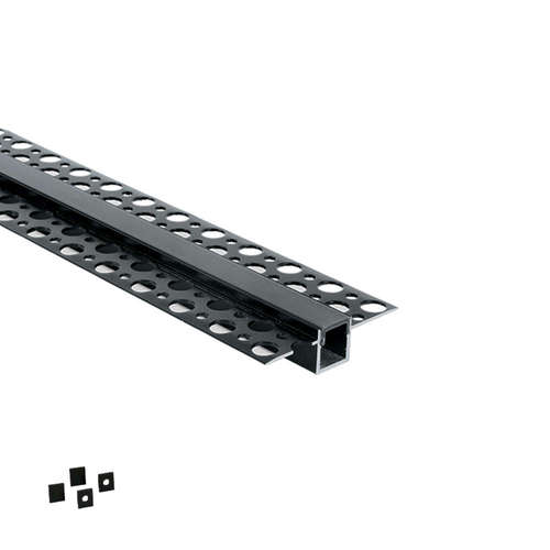 Архитектурен алуминиев профил за гипсокартон Zambelis 7901TR, алуминий, черен мат, а черен дифузер и тапи